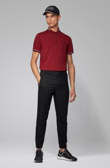 Koszulki Polo BOSS Cotton Piqué Ciemny Czerwone Męskie (Pl07578)